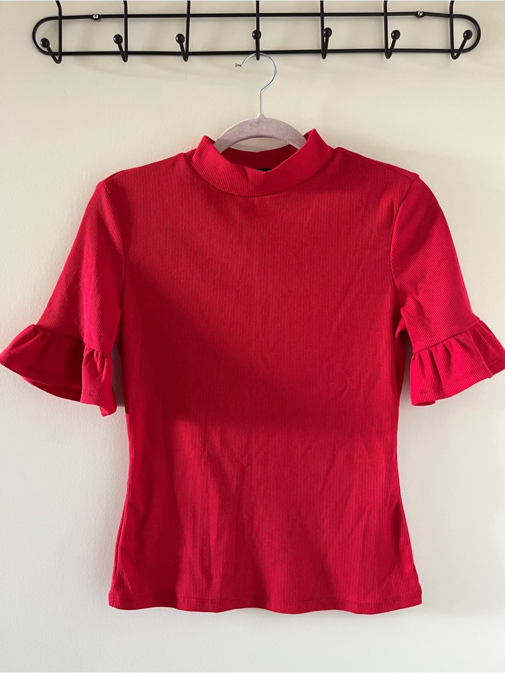 Red mockneck top